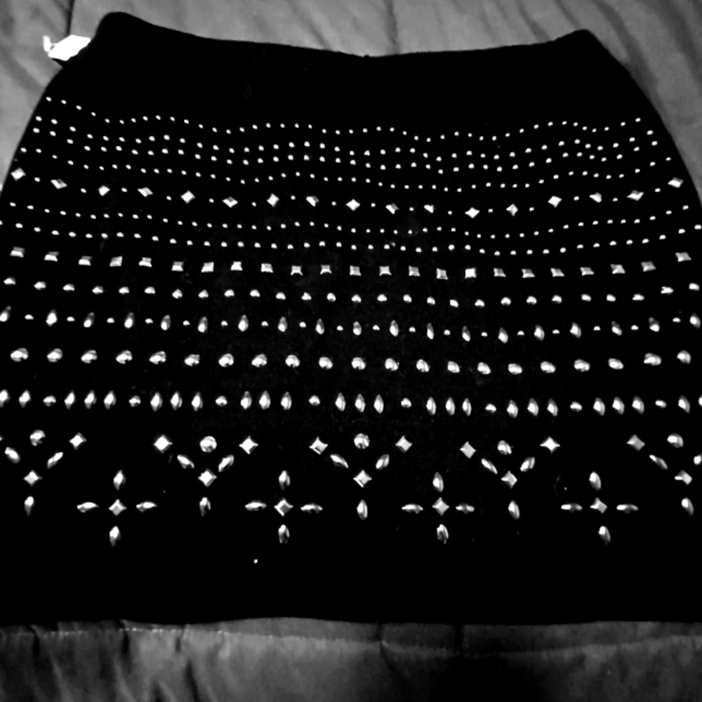 Red 23 black studded mini skirt